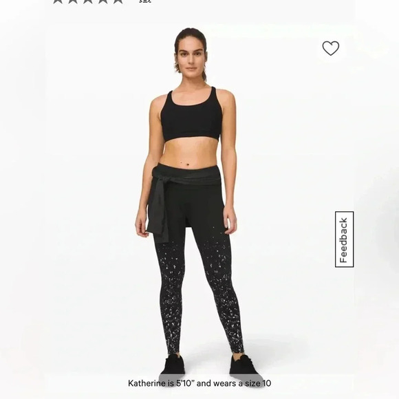 Lululemon Speed Wunder MR Tight 28” Low Rise Spark LW5CNRS Black Silver Size 4 - Picture 1 of 13